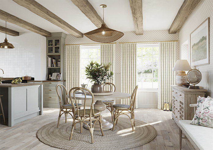 Trellis Prints, Vine and Bloom Romsey Bud Green - Made to Measure Curtains - Image 7